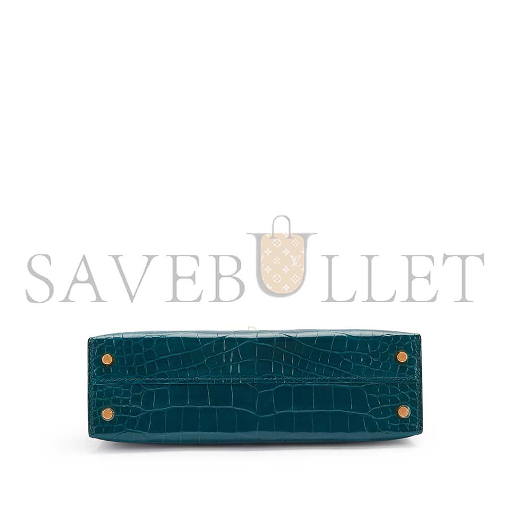 H**mes master ore shiny alligator mini kelly ii gold hardware (19*12*5.5cm)